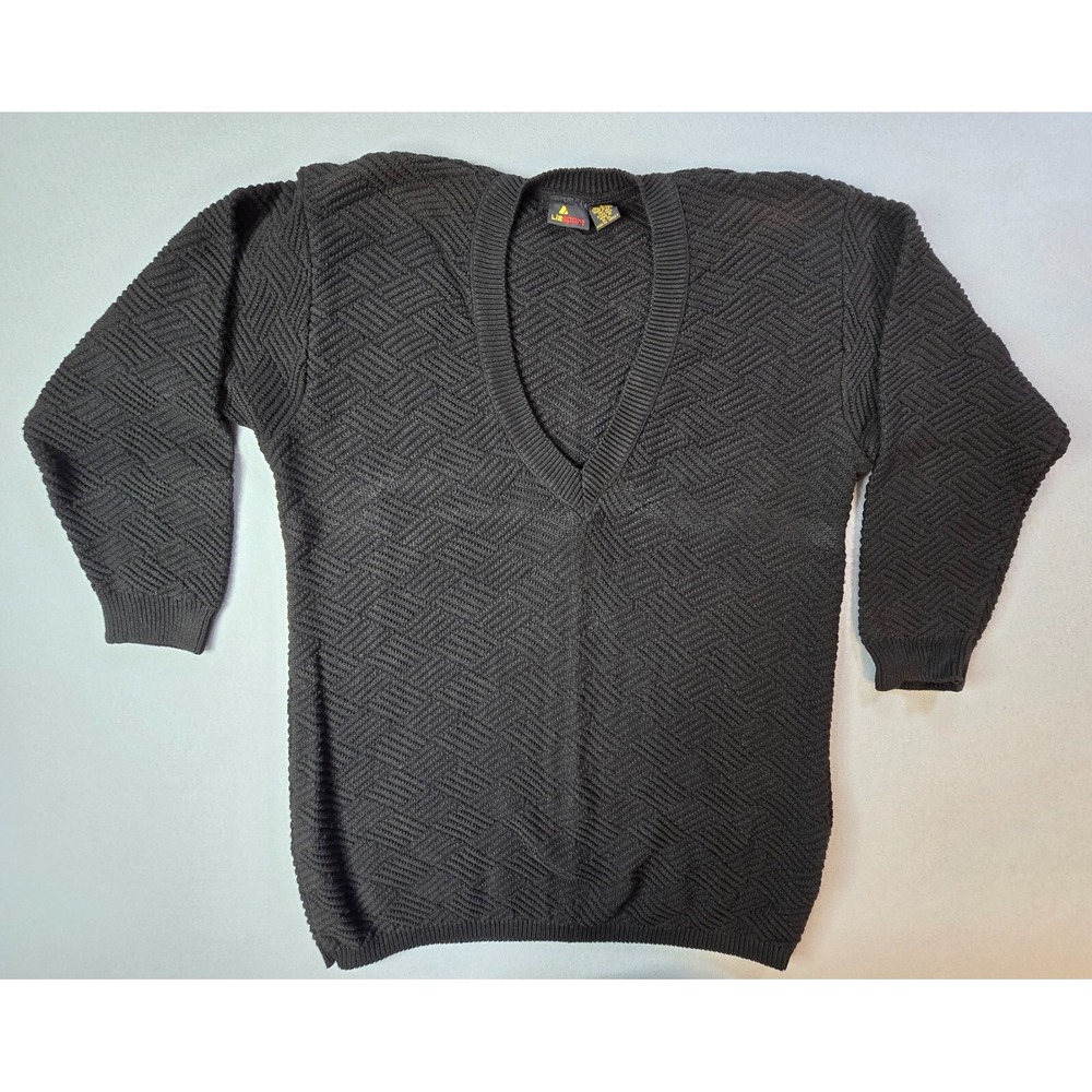 Vintage Liz CLaiborne LizSport Womens Large V Neck Sweater Geometric Pullover